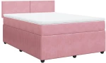 vidaXL Κρεβάτι Boxspring με Στρώμα Ροζ 140x190 εκ. Βελούδινο