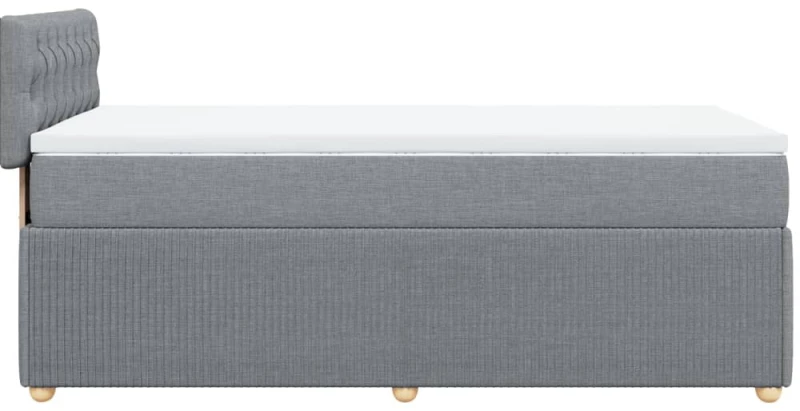 vidaXL Κρεβάτι Boxspring με Στρώμα Ανοιχτό Γκρι 90x200 εκ. Υφασμάτινο