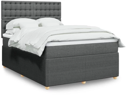 vidaXL Κρεβάτι Boxspring με Στρώμα Σκούρο Γκρι 140x190 εκ. Υφασμάτινο