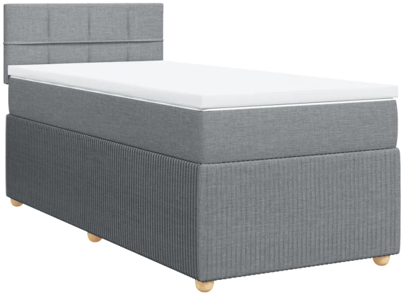 vidaXL Κρεβάτι Boxspring με Στρώμα Ανοιχτό Γκρι 100x200 εκ. Υφασμάτινο