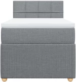 vidaXL Κρεβάτι Boxspring με Στρώμα Ανοιχτό Γκρι 100x200 εκ. Υφασμάτινο