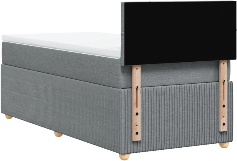 vidaXL Κρεβάτι Boxspring με Στρώμα Ανοιχτό Γκρι 100x200 εκ. Υφασμάτινο