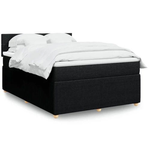 vidaXL Κρεβάτι Boxspring με Στρώμα Μαύρο 140x200 εκ. Υφασμάτινο