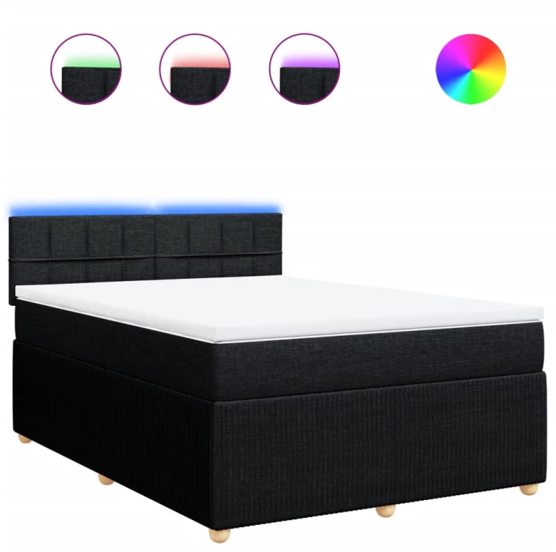 vidaXL Κρεβάτι Boxspring με Στρώμα Μαύρο 140x200 εκ. Υφασμάτινο