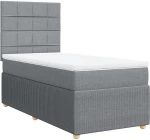 vidaXL Κρεβάτι Boxspring με Στρώμα Ανοιχτό Γκρι 90x200 εκ. Υφασμάτινο