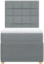 vidaXL Κρεβάτι Boxspring με Στρώμα Ανοιχτό Γκρι 90x200 εκ. Υφασμάτινο