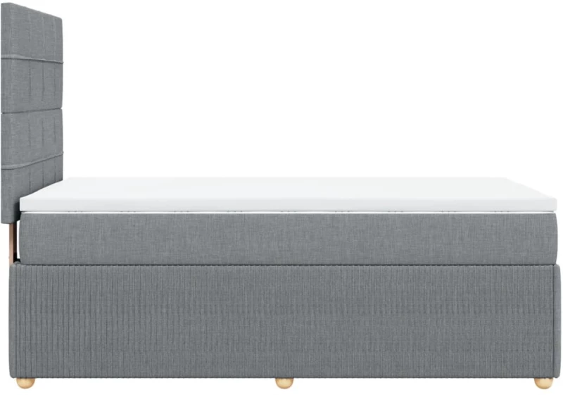 vidaXL Κρεβάτι Boxspring με Στρώμα Ανοιχτό Γκρι 90x200 εκ. Υφασμάτινο