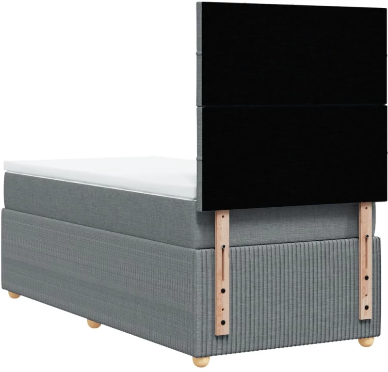 vidaXL Κρεβάτι Boxspring με Στρώμα Ανοιχτό Γκρι 90x200 εκ. Υφασμάτινο