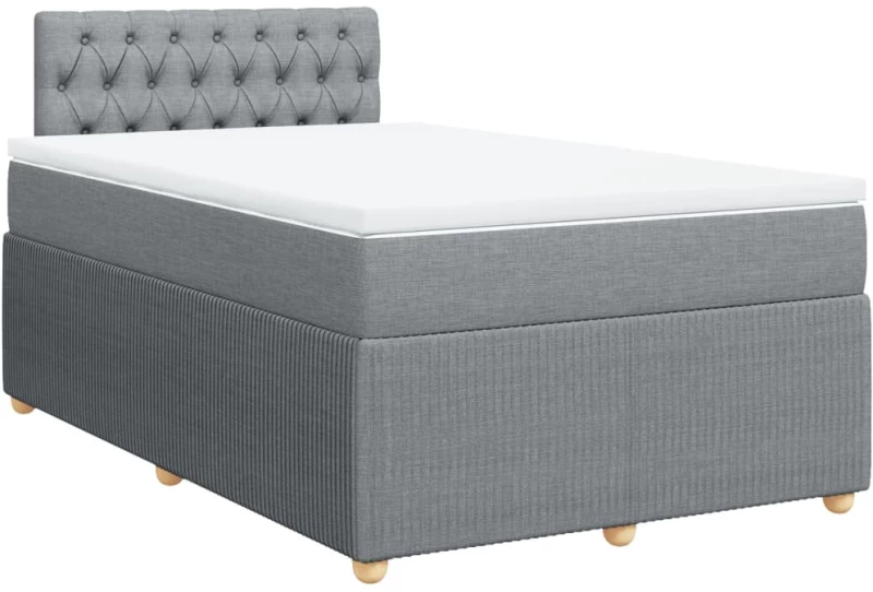 vidaXL Κρεβάτι Boxspring με Στρώμα Ανοιχτό Γκρι 120x200 εκ. Υφασμάτινο