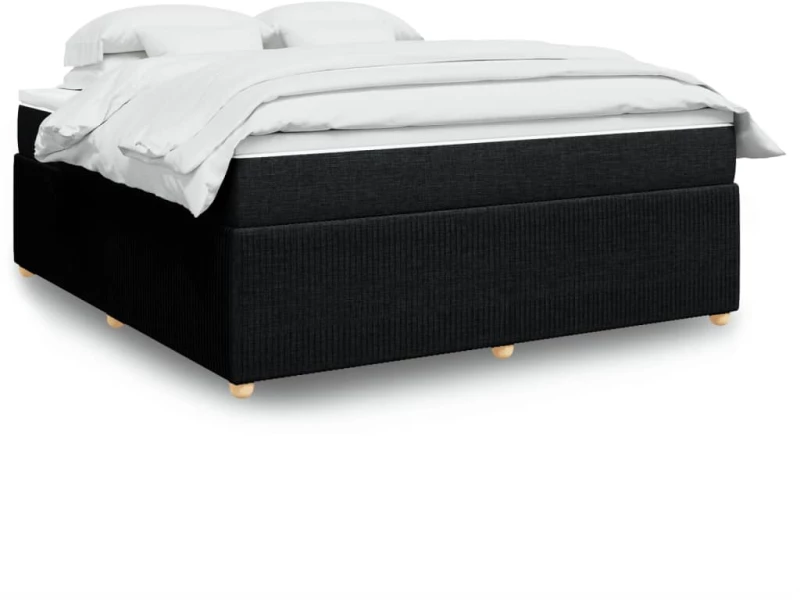 vidaXL Κρεβάτι Boxspring με Στρώμα Μαύρο 180x200 εκ. Υφασμάτινο