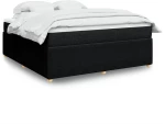 vidaXL Κρεβάτι Boxspring με Στρώμα Μαύρο 180x200 εκ. Υφασμάτινο