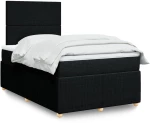 vidaXL Κρεβάτι Boxspring με Στρώμα Μαύρο 120x200 εκ. Υφασμάτινο