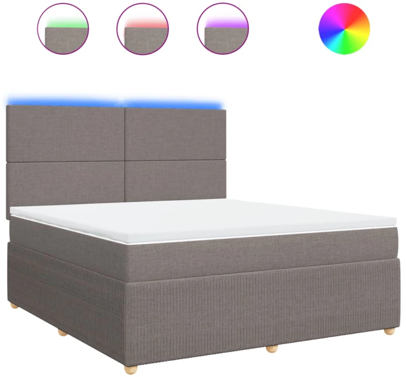 vidaXL Κρεβάτι Boxspring με Στρώμα Taupe 180x200 εκ. Υφασμάτινο