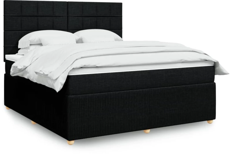 vidaXL Κρεβάτι Boxspring με Στρώμα Μαύρο 180x200 εκ. Υφασμάτινο