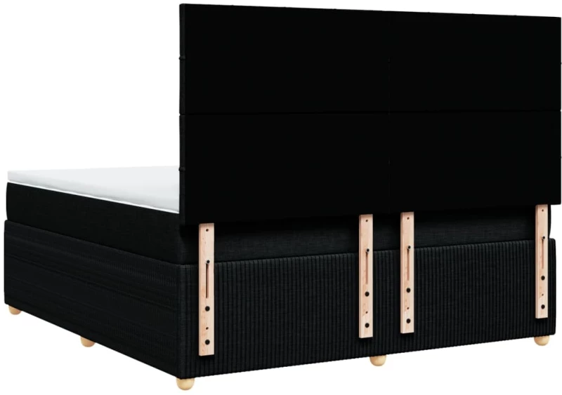 vidaXL Κρεβάτι Boxspring με Στρώμα Μαύρο 180x200 εκ. Υφασμάτινο