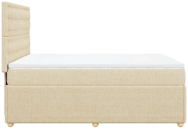 vidaXL Κρεβάτι Boxspring με Στρώμα Κρεμ 140x200 εκ. Υφασμάτινο