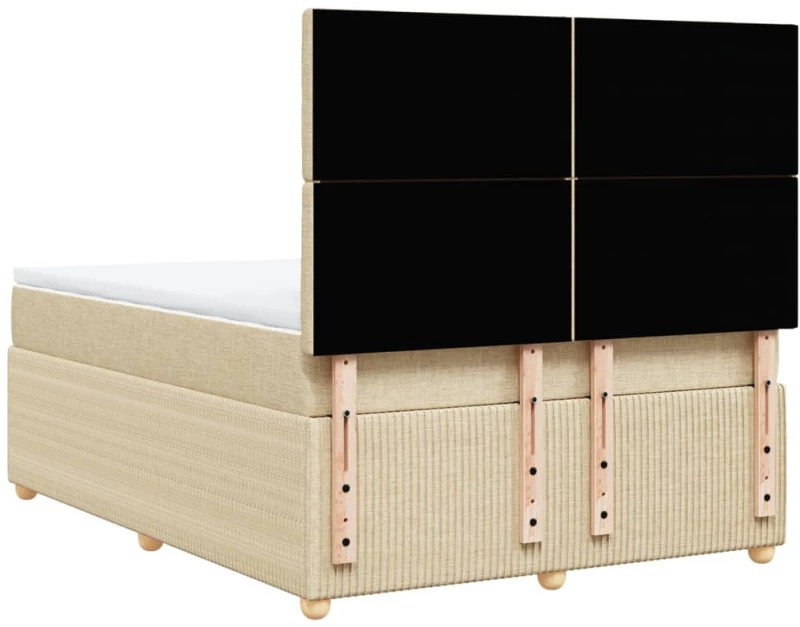 vidaXL Κρεβάτι Boxspring με Στρώμα Κρεμ 140x200 εκ. Υφασμάτινο