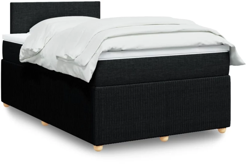 vidaXL Κρεβάτι Boxspring με Στρώμα Μαύρο 120x200 εκ. Υφασμάτινο