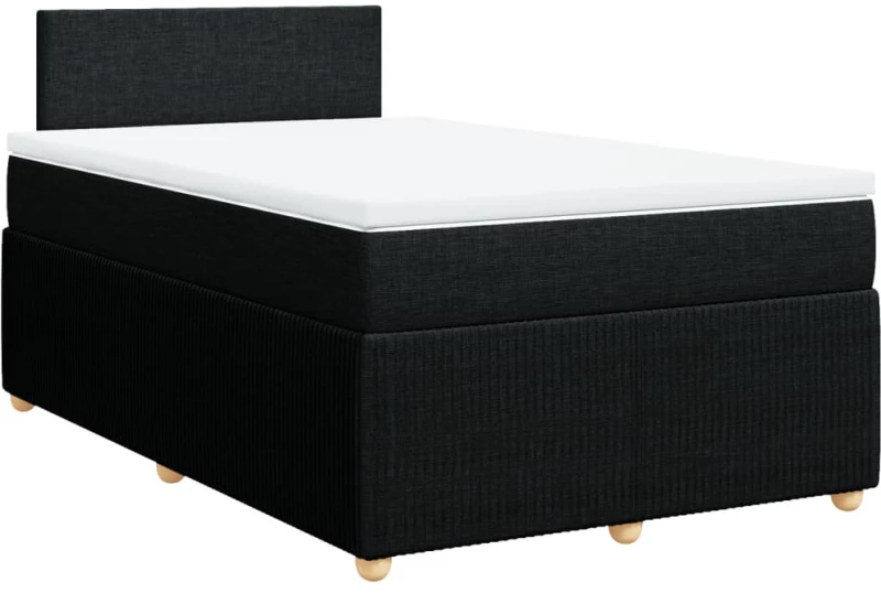 vidaXL Κρεβάτι Boxspring με Στρώμα Μαύρο 120x200 εκ. Υφασμάτινο