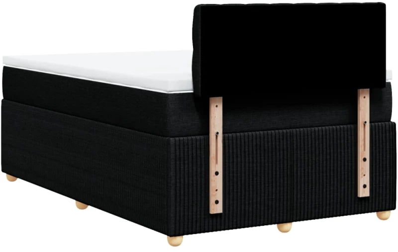 vidaXL Κρεβάτι Boxspring με Στρώμα Μαύρο 120x200 εκ. Υφασμάτινο