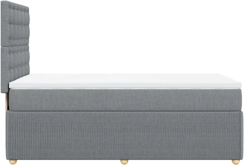 vidaXL Κρεβάτι Boxspring με Στρώμα Ανοιχτό Γκρι 90x200 εκ. Υφασμάτινο