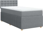 vidaXL Κρεβάτι Boxspring με Στρώμα Ανοιχτό Γκρι 100x200 εκ. Υφασμάτινο
