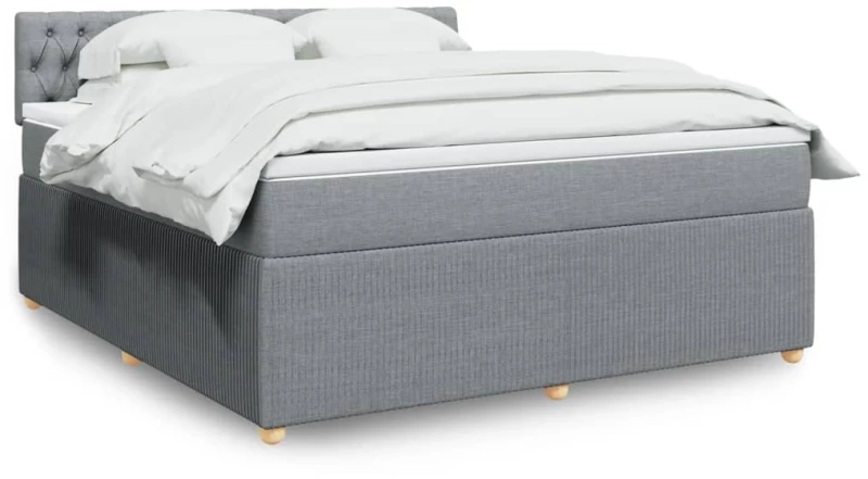 vidaXL Κρεβάτι Boxspring με Στρώμα Ανοιχτό Γκρι 180x200 εκ. Υφασμάτινο