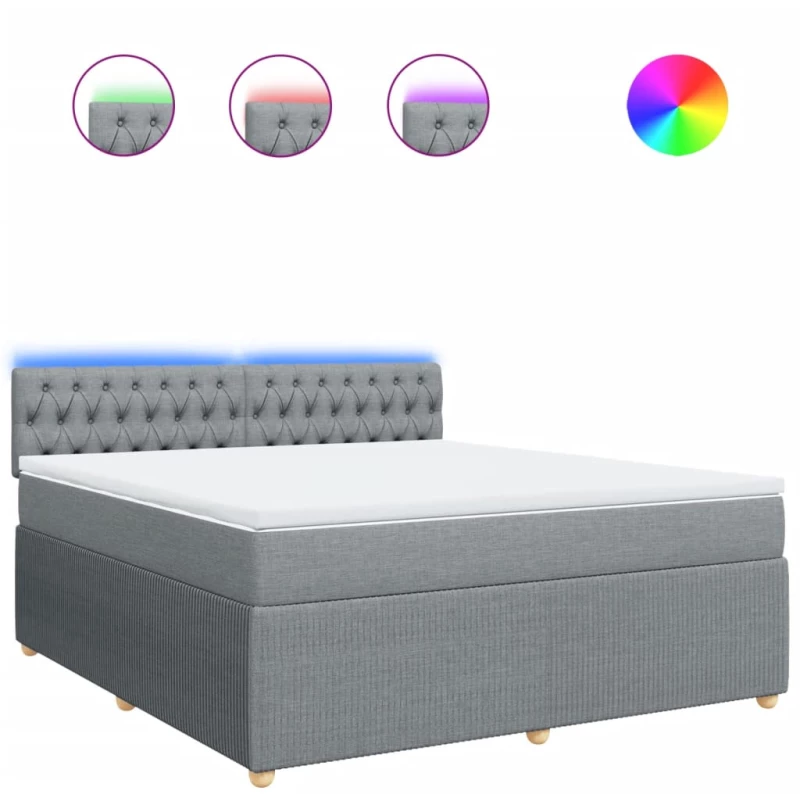 vidaXL Κρεβάτι Boxspring με Στρώμα Ανοιχτό Γκρι 180x200 εκ. Υφασμάτινο