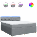 vidaXL Κρεβάτι Boxspring με Στρώμα Ανοιχτό Γκρι 180x200 εκ. Υφασμάτινο