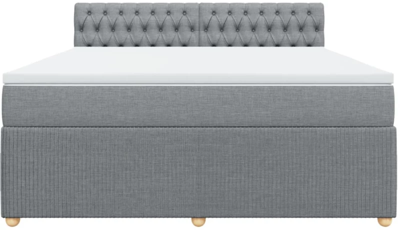vidaXL Κρεβάτι Boxspring με Στρώμα Ανοιχτό Γκρι 180x200 εκ. Υφασμάτινο