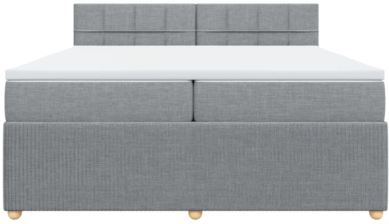 vidaXL Κρεβάτι Boxspring με Στρώμα Ανοιχτό Γκρι 200x200 εκ. Υφασμάτινο