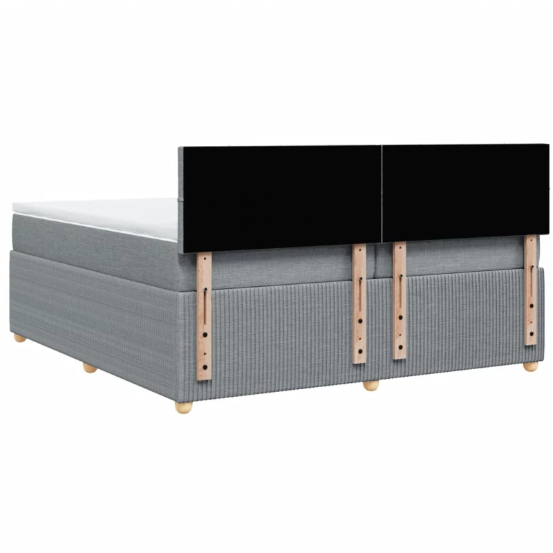 vidaXL Κρεβάτι Boxspring με Στρώμα Ανοιχτό Γκρι 200x200 εκ. Υφασμάτινο