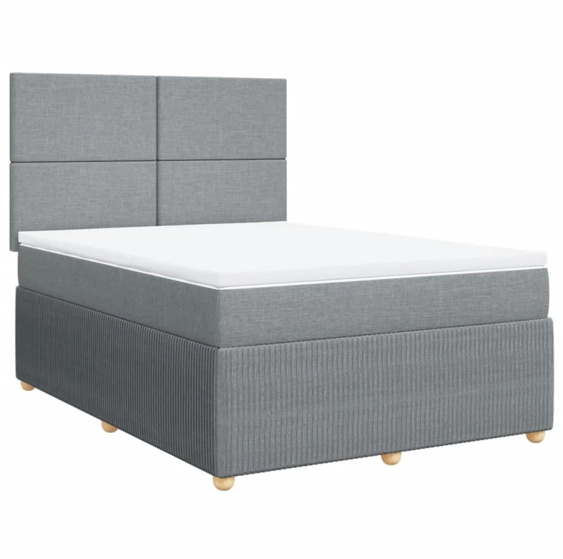 vidaXL Κρεβάτι Boxspring με Στρώμα Ανοιχτό Γκρι 140x190 εκ. Υφασμάτινο