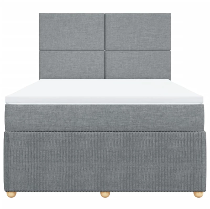 vidaXL Κρεβάτι Boxspring με Στρώμα Ανοιχτό Γκρι 140x190 εκ. Υφασμάτινο