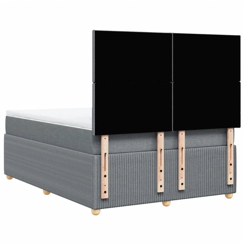 vidaXL Κρεβάτι Boxspring με Στρώμα Ανοιχτό Γκρι 140x190 εκ. Υφασμάτινο