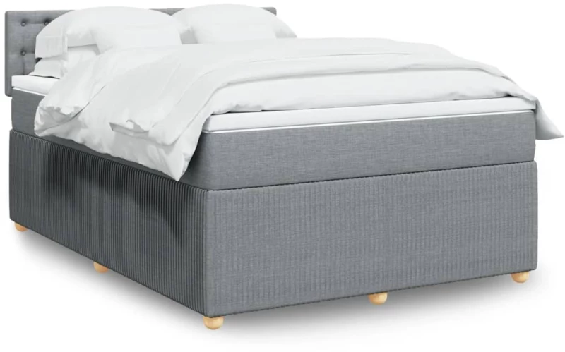vidaXL Κρεβάτι Boxspring με Στρώμα Ανοιχτό Γκρι 140x200 εκ. Υφασμάτινο