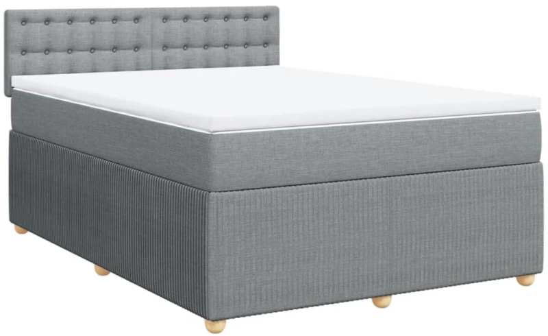 vidaXL Κρεβάτι Boxspring με Στρώμα Ανοιχτό Γκρι 140x200 εκ. Υφασμάτινο