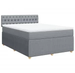 vidaXL Κρεβάτι Boxspring με Στρώμα Ανοιχτό Γκρι 140x200 εκ. Υφασμάτινο