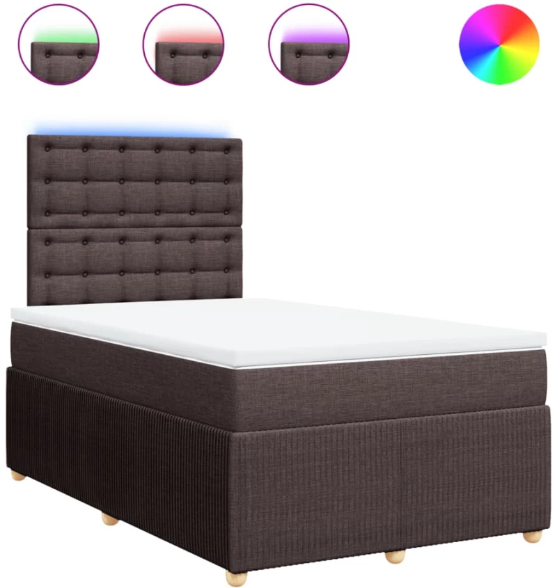 vidaXL Κρεβάτι Boxspring με Στρώμα Σκούρο Καφέ 120x190 εκ Υφασμάτινο