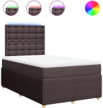 vidaXL Κρεβάτι Boxspring με Στρώμα Σκούρο Καφέ 120x190 εκ Υφασμάτινο