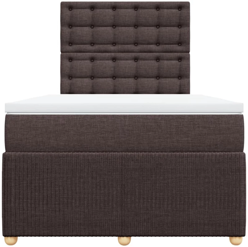 vidaXL Κρεβάτι Boxspring με Στρώμα Σκούρο Καφέ 120x190 εκ Υφασμάτινο