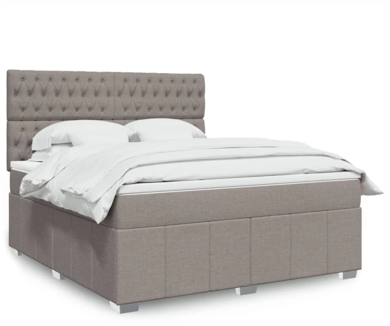 vidaXL Κρεβάτι Boxspring με Στρώμα Taupe 180x200 εκ. Υφασμάτινο
