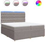 vidaXL Κρεβάτι Boxspring με Στρώμα Taupe 200x200 εκ. Υφασμάτινο
