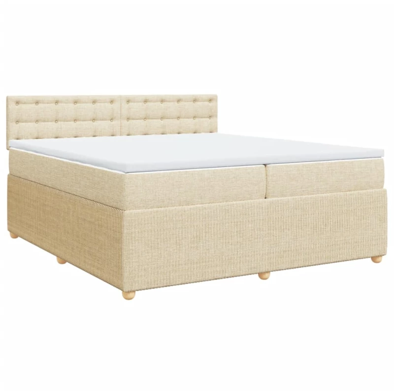 vidaXL Κρεβάτι Boxspring με Στρώμα Κρεμ 200x200 εκ. Υφασμάτινο