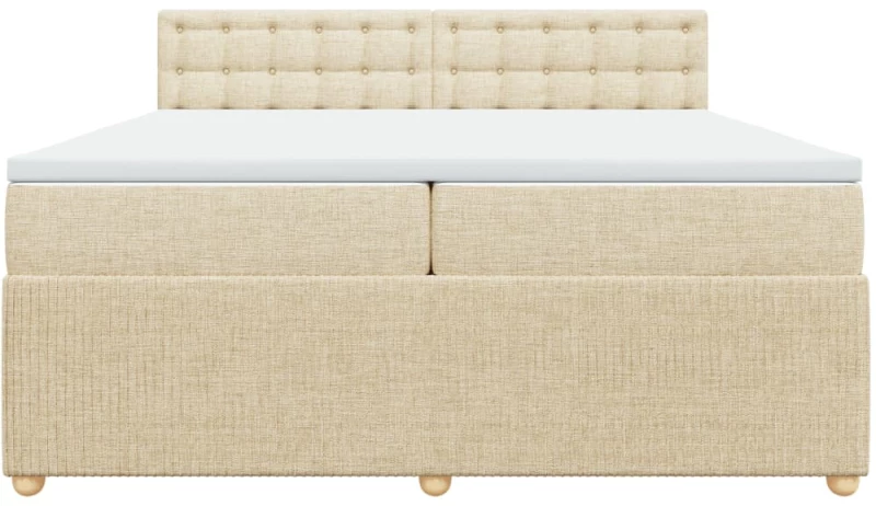 vidaXL Κρεβάτι Boxspring με Στρώμα Κρεμ 200x200 εκ. Υφασμάτινο