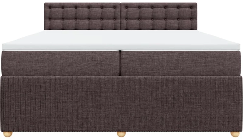vidaXL Κρεβάτι Boxspring με Στρώμα Σκούρο Καφέ 200x200 εκ. Υφασμάτινο