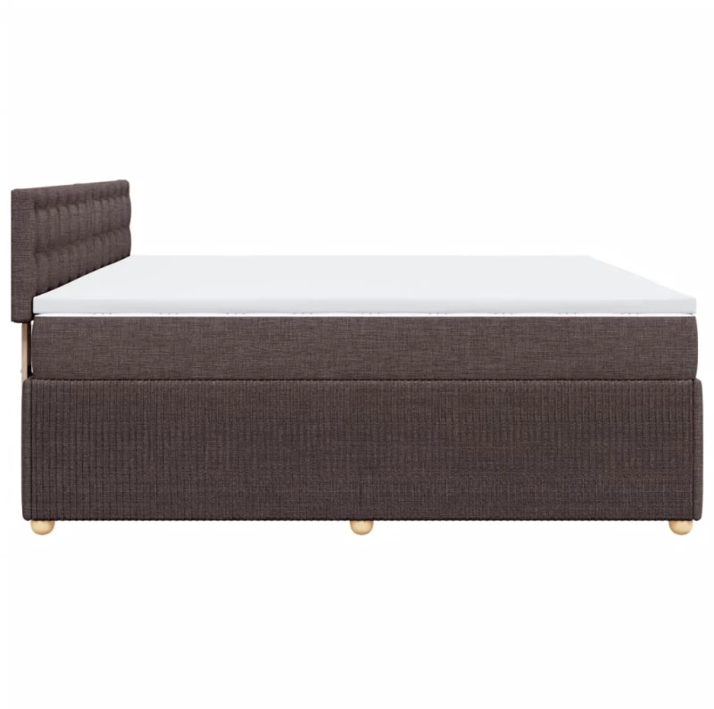 vidaXL Κρεβάτι Boxspring με Στρώμα Σκούρο Καφέ 200x200 εκ. Υφασμάτινο