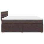 vidaXL Κρεβάτι Boxspring με Στρώμα Σκούρο Καφέ 200x200 εκ. Υφασμάτινο