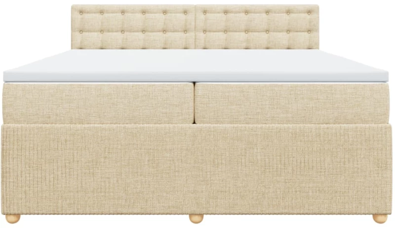 vidaXL Κρεβάτι Boxspring με Στρώμα Κρεμ 200x200 εκ. Υφασμάτινο
