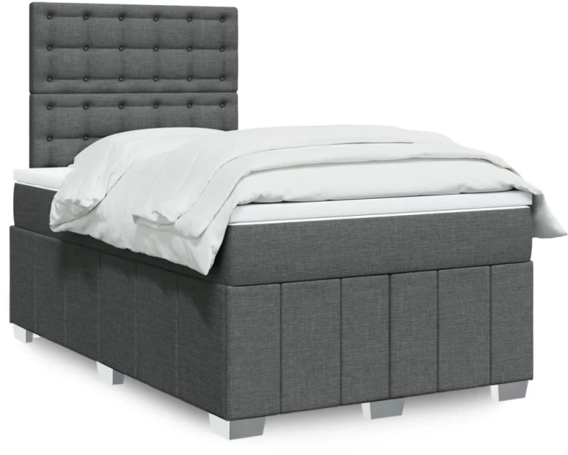 vidaXL Κρεβάτι Boxspring με Στρώμα Σκούρο Γκρι 120x200 εκ. Υφασμάτινο